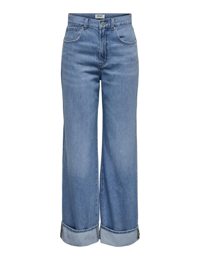 ONLY Onlhope Ex HW Wide Fold Up DNM Pim jeans 29W/32L vita alta