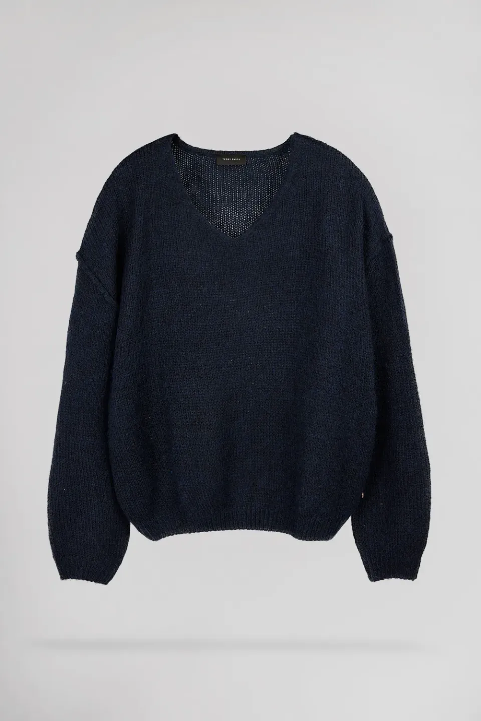 Teddy Smith P-Maggie maglione donna navy scollo a V lana