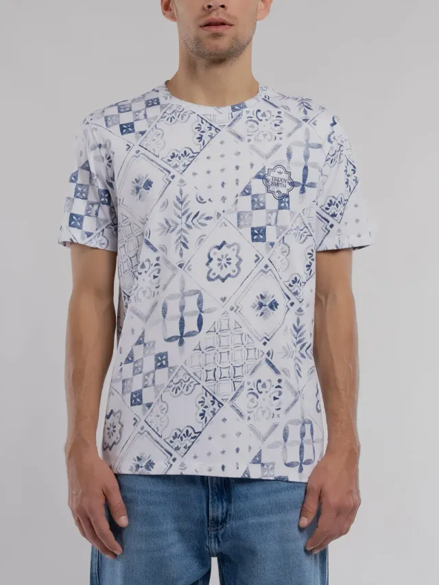 Teddy Smith T-Areski MC t-shirt bianca floreale uomo