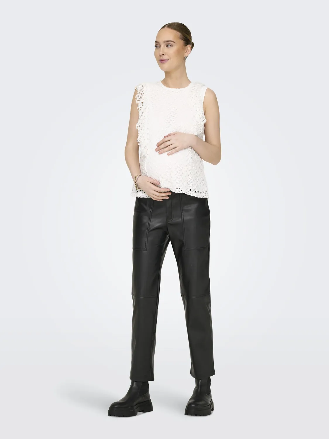 ONLY Maternity Top Donna girocollo smanicato volant