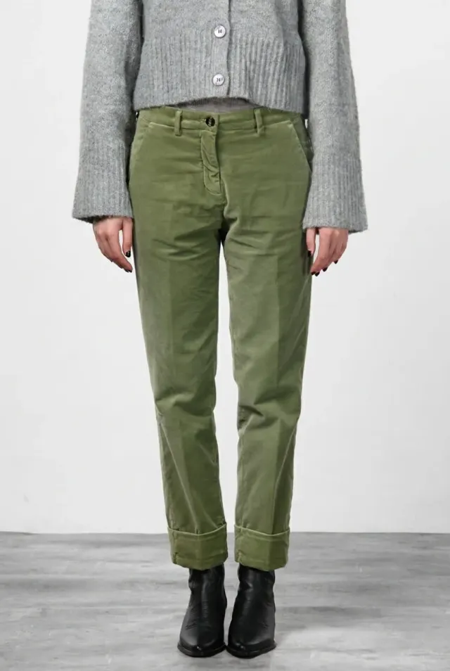 Mason's New York Carrot Pantaloni Chino Verde Salvia Velluto