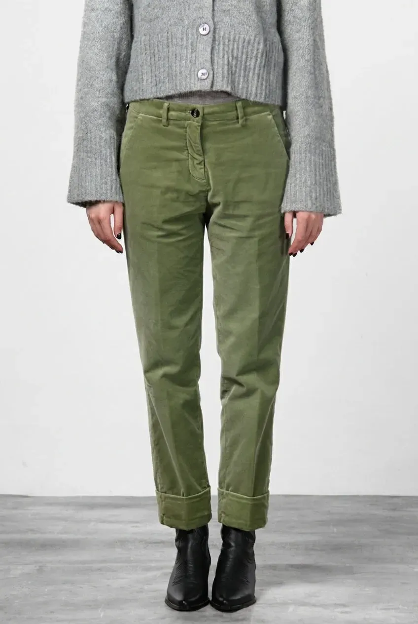 Mason's New York Carrot Pantaloni Chino Verde Salvia Velluto