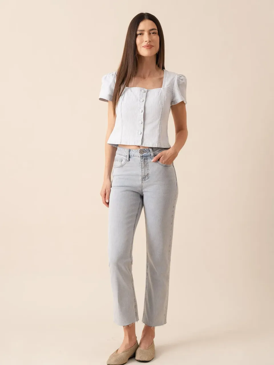 Oraije Maryline jeans dritti azzurrissimo
