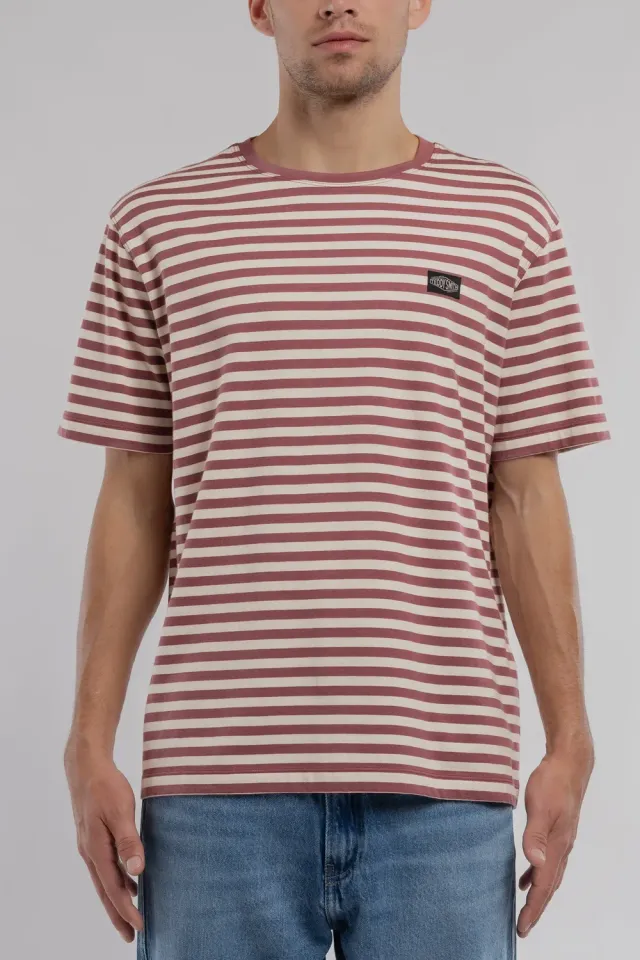 Teddy Smith T-Stry MC t-shirt righe lampone uomo