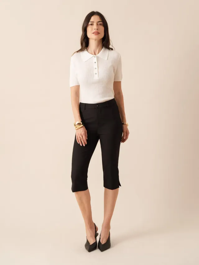 Oraije Capri pantacourt slim nero al ginocchio