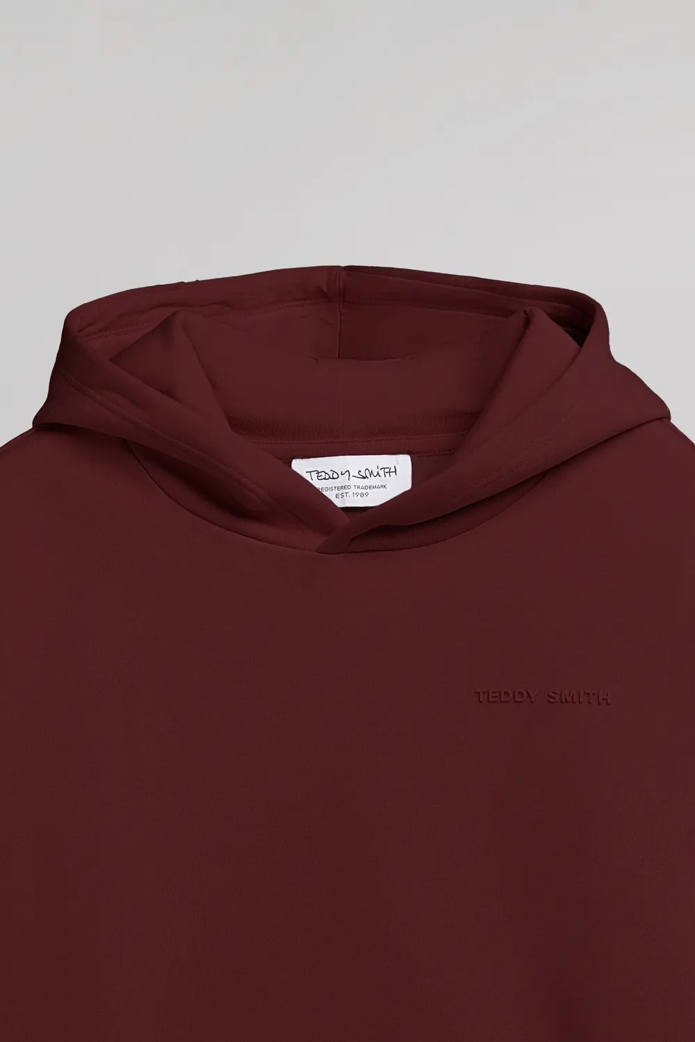Teddy Smith S-Nark Hoody Jr felpa ragazzo cappuccio bordeaux