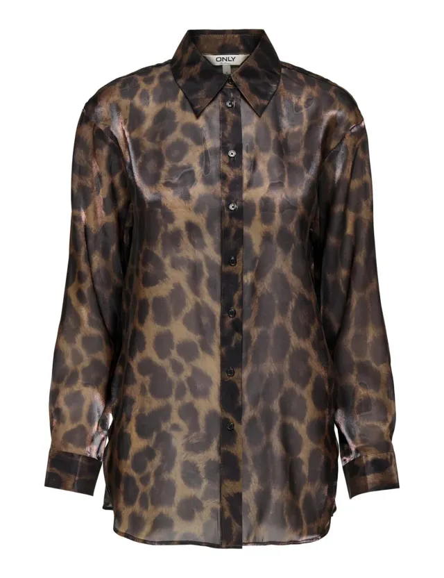 ONLY Onlstella Life LS Loose Shirt Wvn camicia chocolate marrone