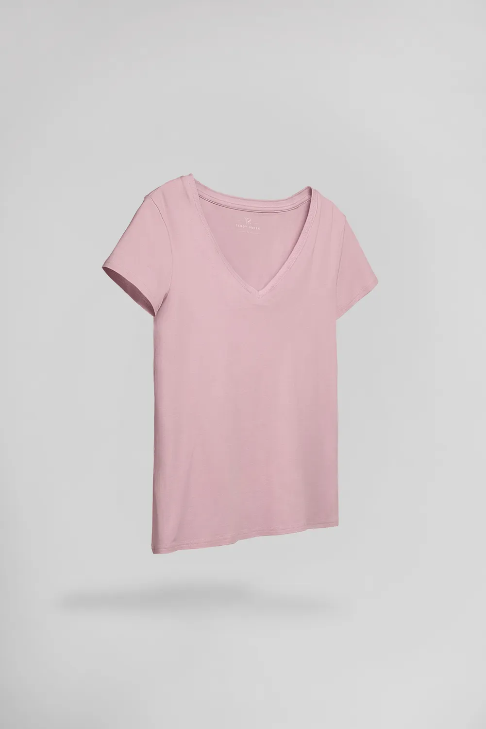 Teddy Smith T-Mia MC t-shirt scollo V rosa donna