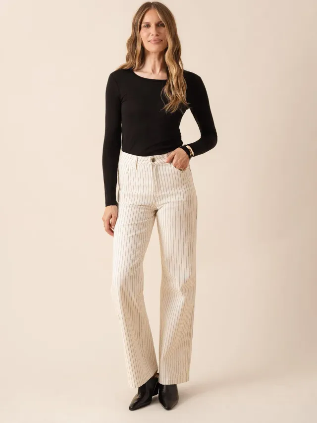 Oraije Gabriel jeans wide rigato naturale