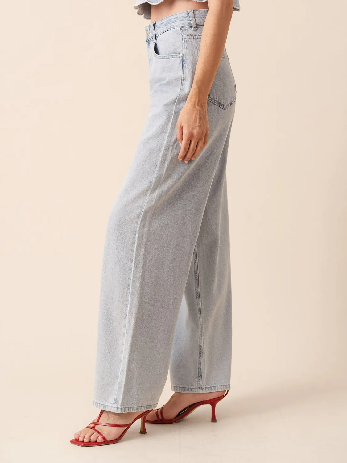 Oraije Joly jeans wide blu chiaro lyocell leggero