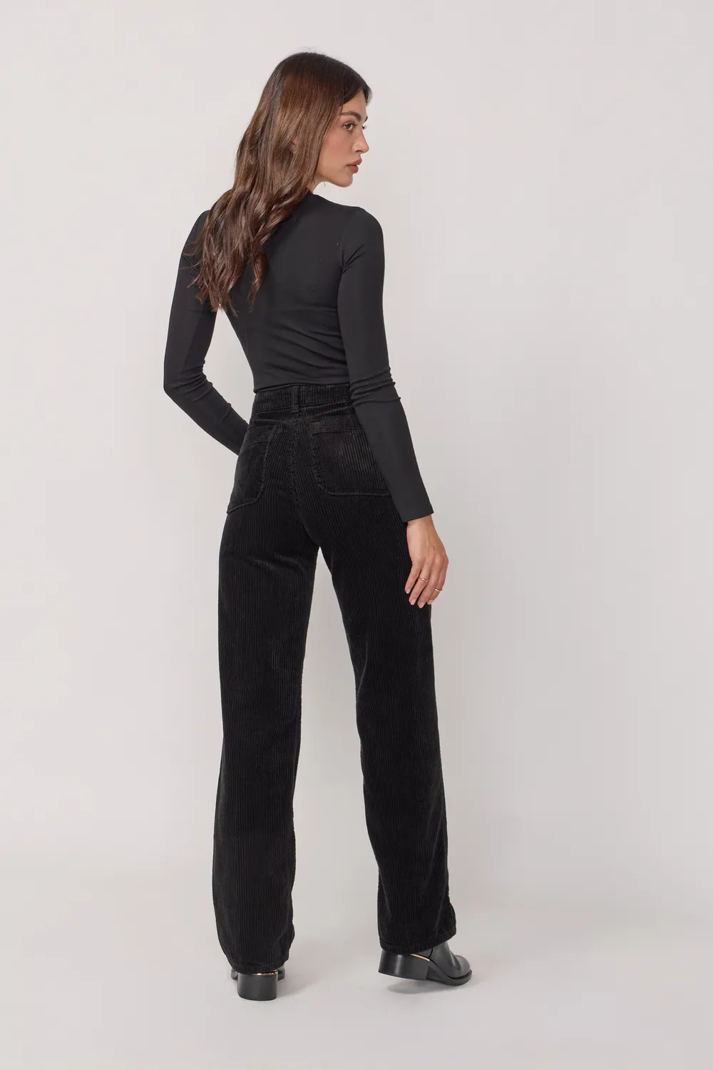 acquaverde Melvil pantaloni velluto neri flare
