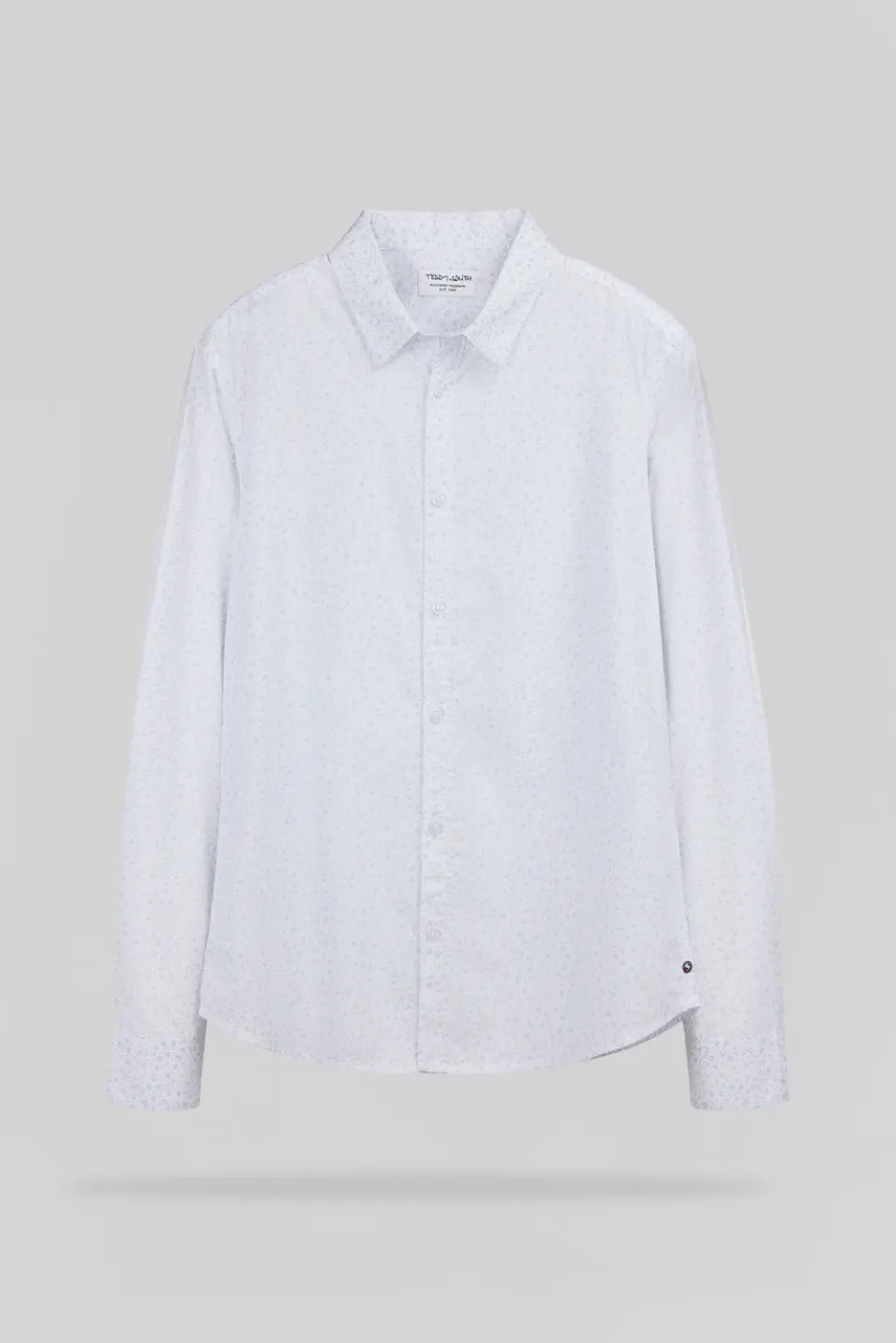 Teddy Smith Carton ML Blanc camicia slim bianco stampa blu