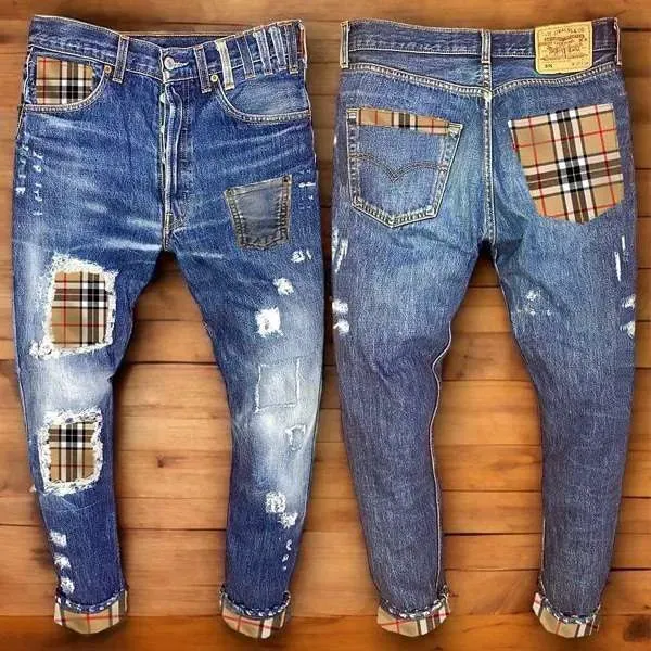 Levi's Vintage 2525 jeans custom tessuto scozzese