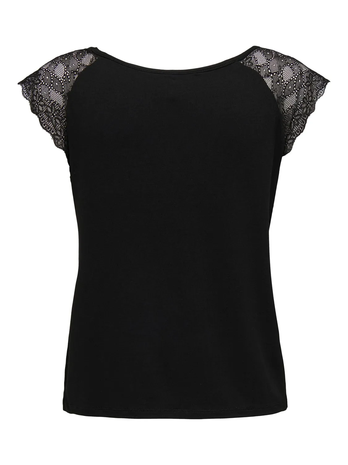 ONLY Onlpetra t-shirt donna manica corta misto pizzo nero