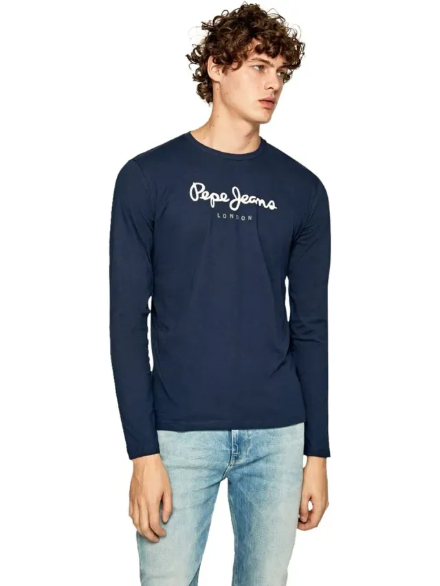 Pepe Jeans Eggo Maglia Uomo Blu Navy Maniche Lunghe
