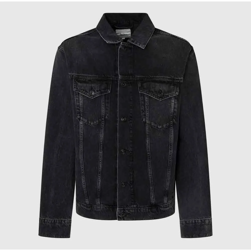 Pepe Jeans giacca jeans uomo M nero usato destroyed