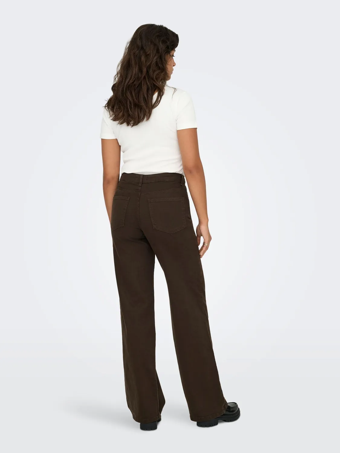 ONLY Onlmadison Wide Leg jeans vita alta marrone