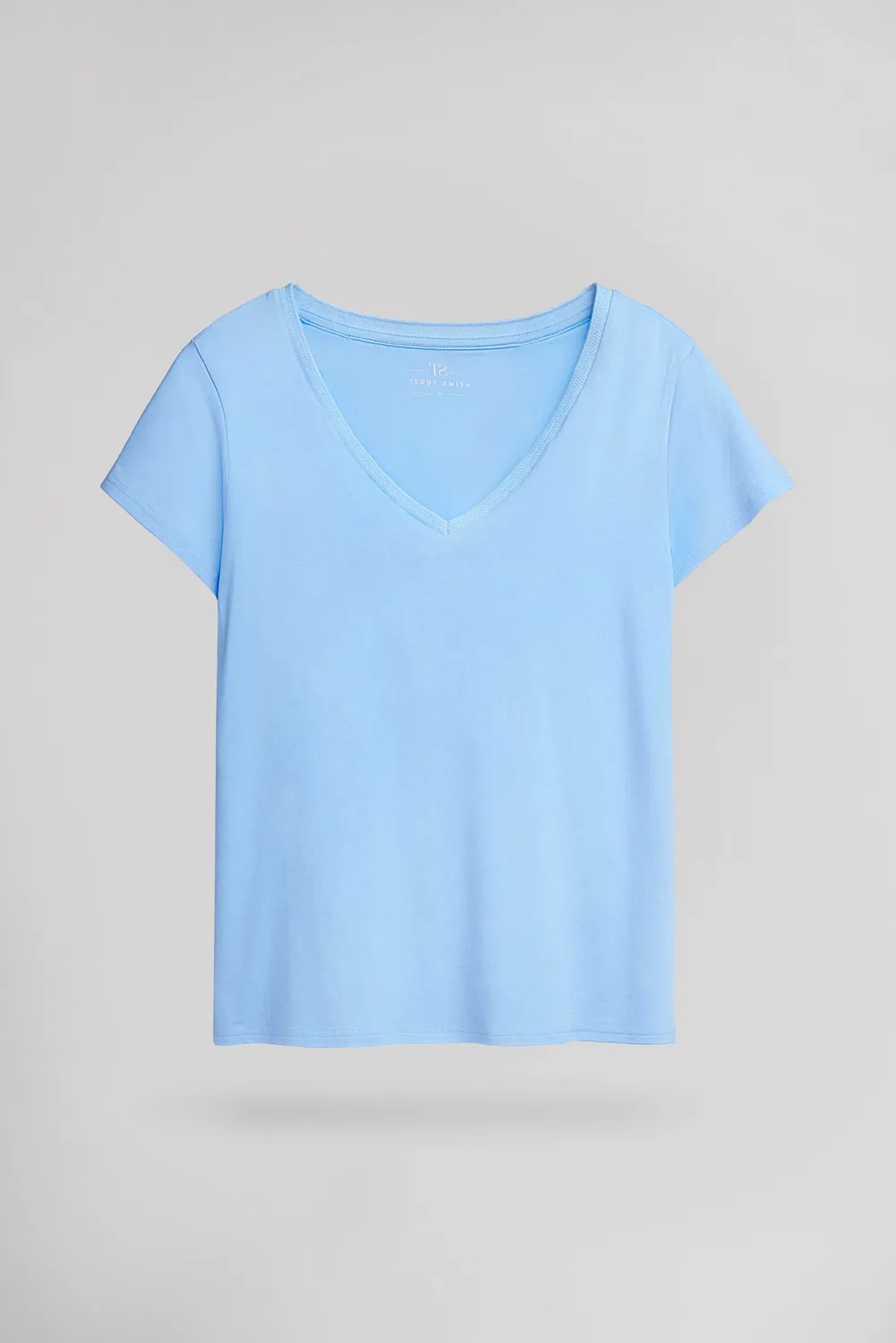 Teddy Smith Mia T-Mia t-shirt azzurra scollo a V modal