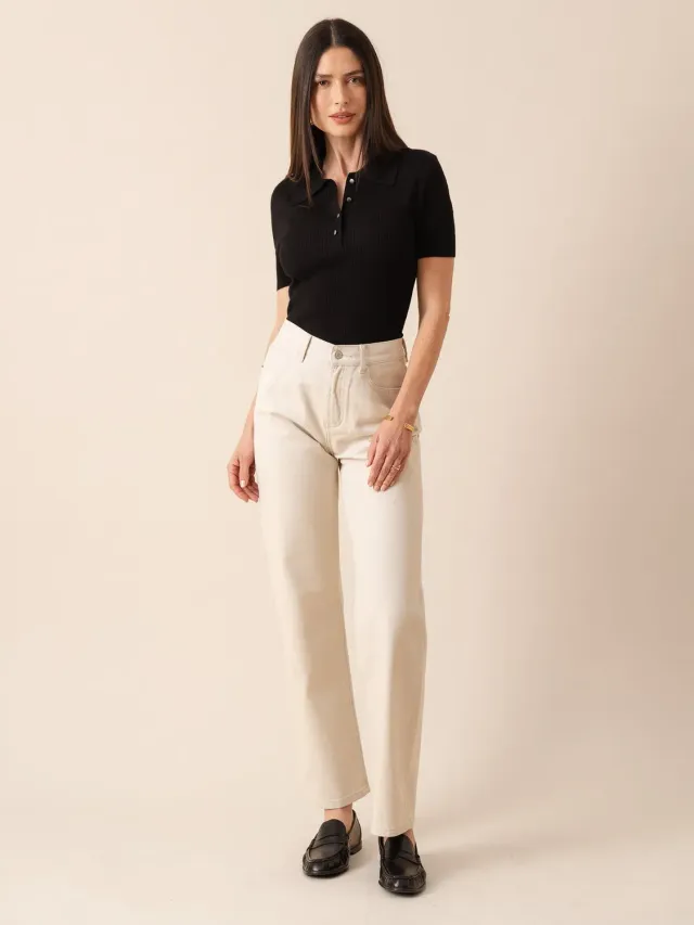 Oraije Sand jeans wide beige cotone