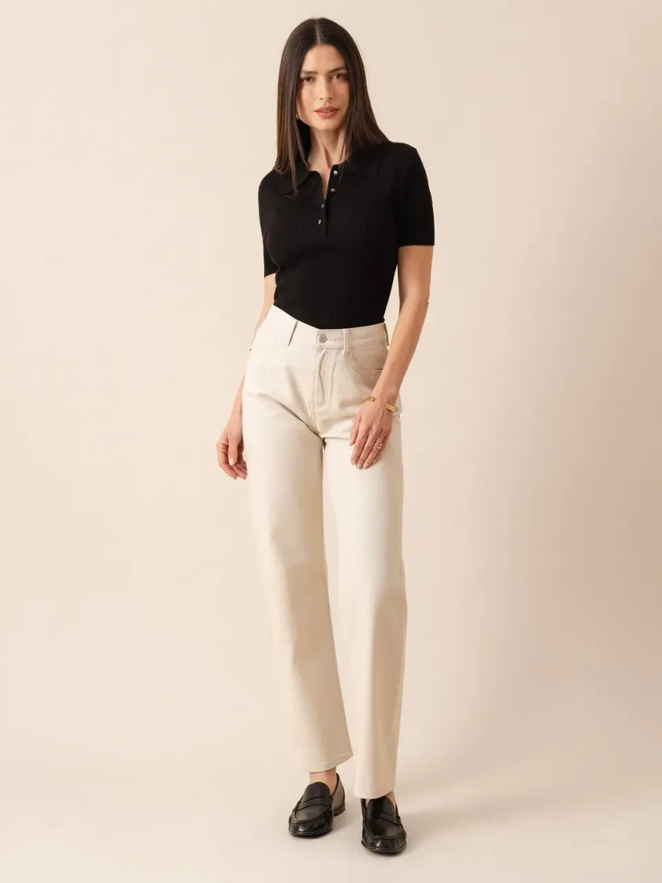 Oraije Sand jeans wide beige cotone