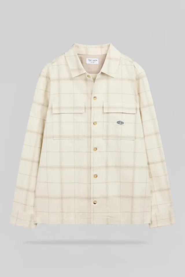 Teddy Smith C-Luis ML camicia quadri crema uomo cotone