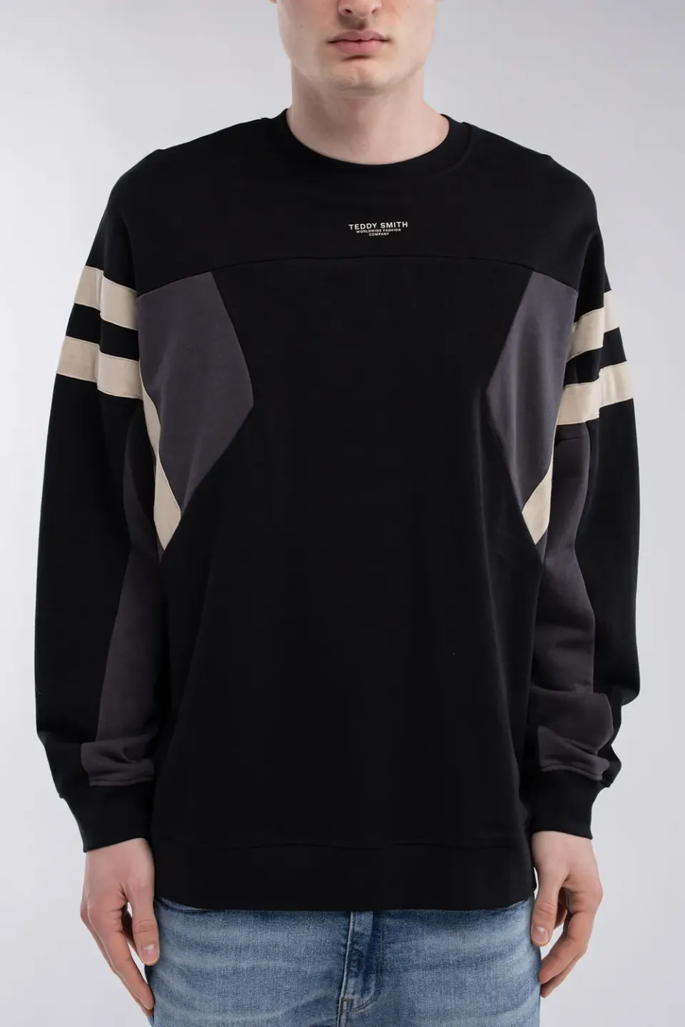 Teddy Smith S-CRIMSON RC felpa nera uomo loose