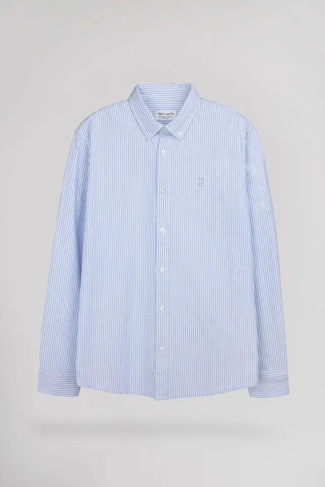 Teddy Smith C-Stanley ML camicia righe pastel blue cotone