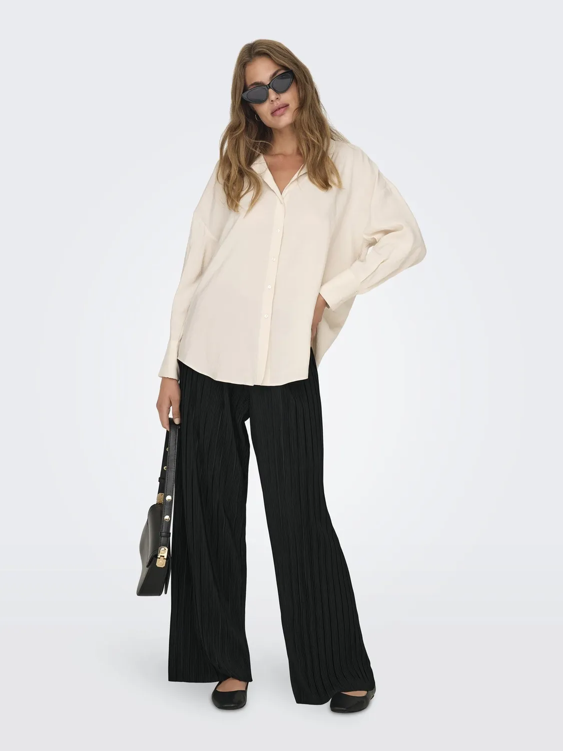 Only Onlravenna Pantaloni Plisse Donna L Nero Elastici