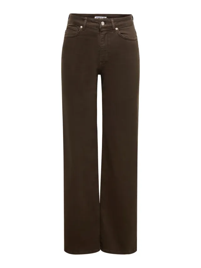 ONLY Onlmadison Wide Leg jeans vita alta marrone