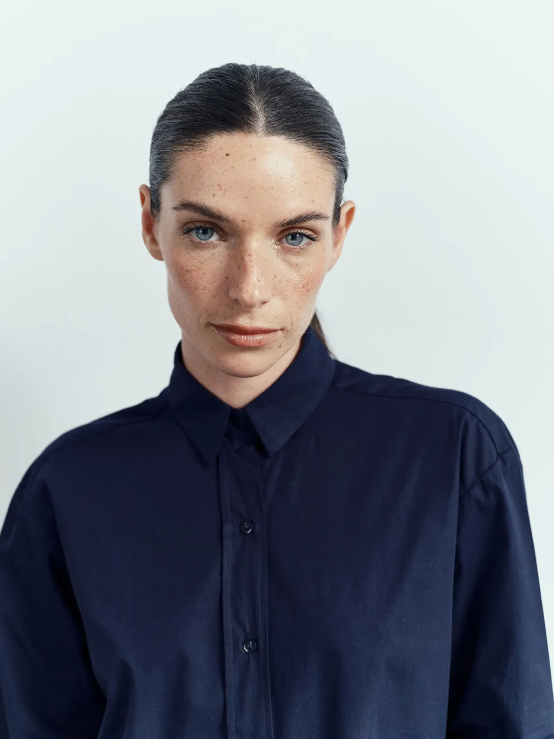 Acquaverde White Shirt camicia navy oversize cotone