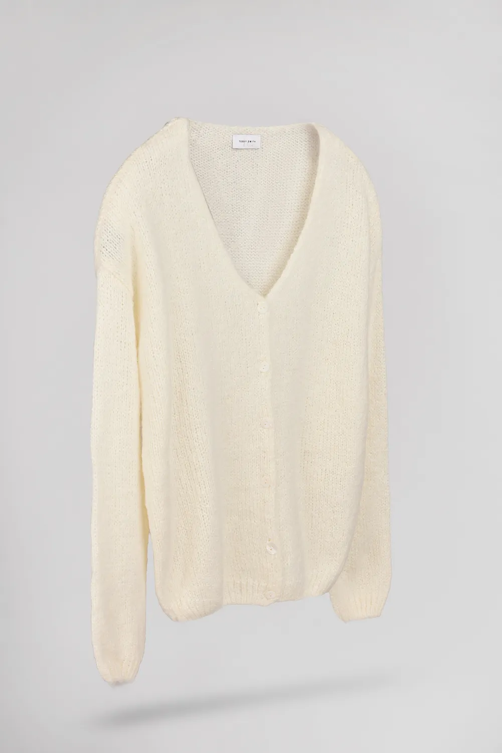 Teddy Smith G-Mela Gilet donna bianco alpaca bottoni perla