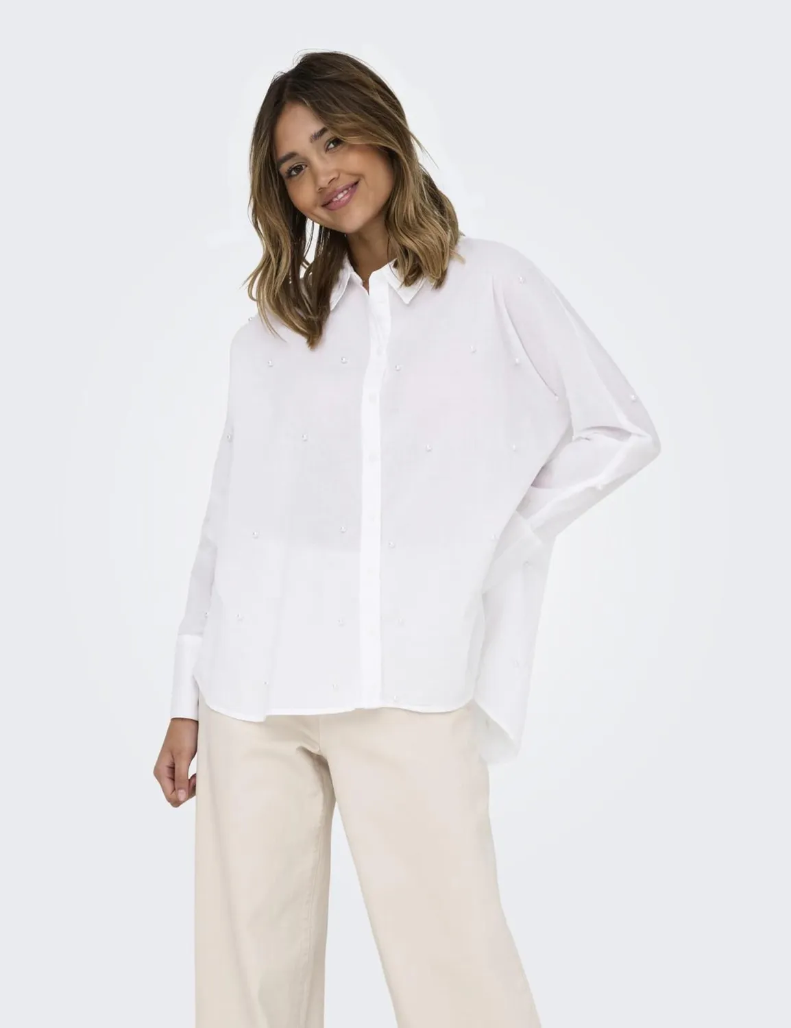 ONLY Onlnew Lina Grace LS Pearl Shirt camicia M perle