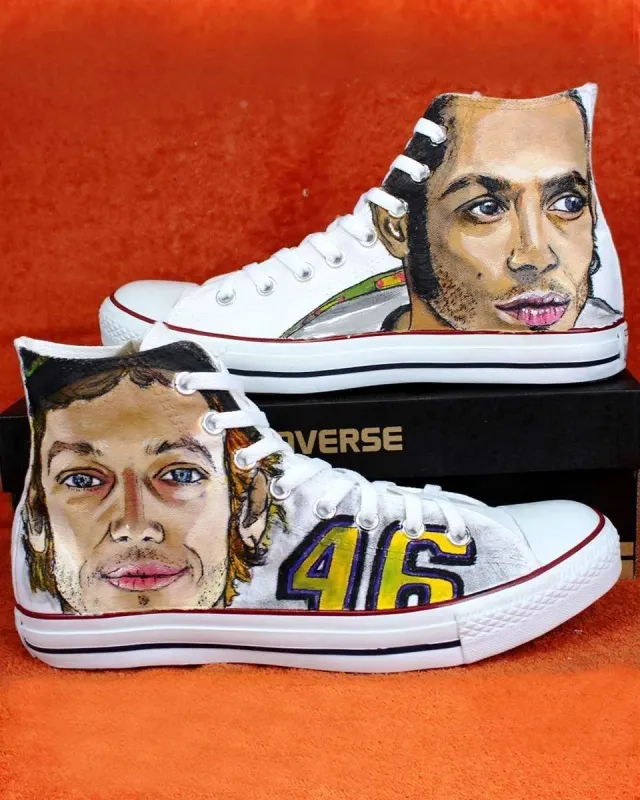 Converse All Star Valentino Rossi sneakers custom dipinte
