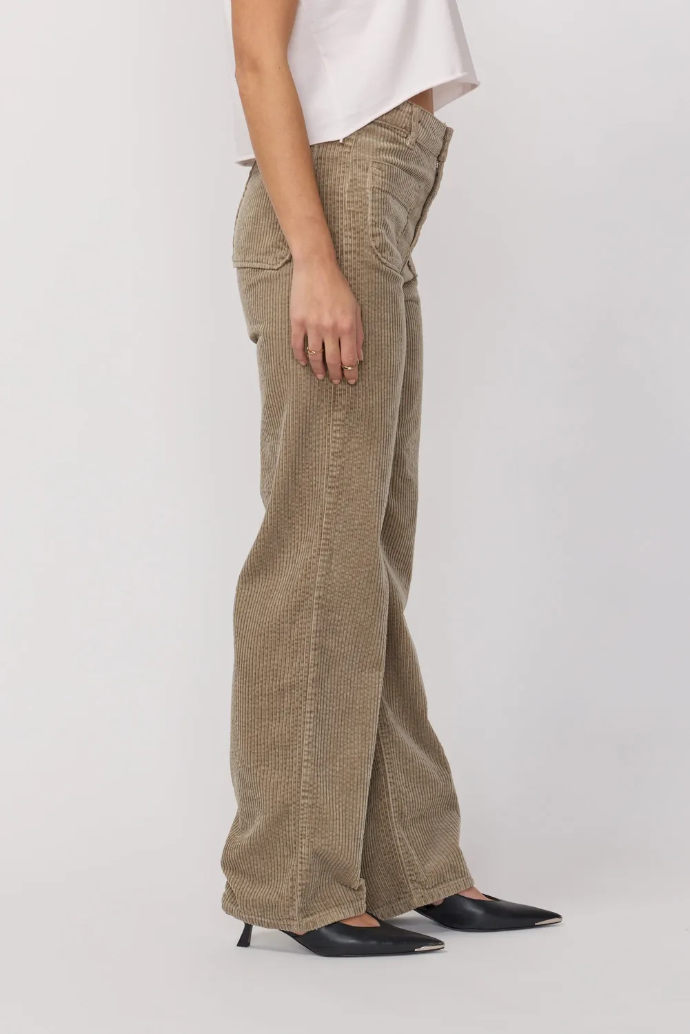 Acquaverde Melvil pantalone Argile flare velluto