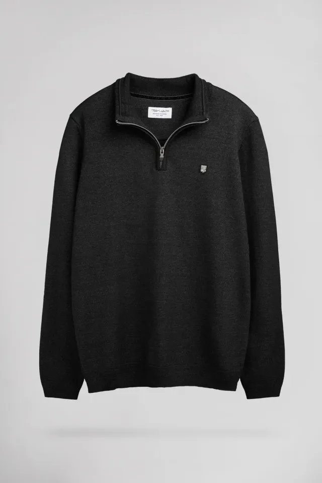 Teddy Smith P-MARTY 2 Pull Collo Zip Grigio Antracite