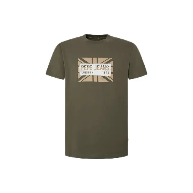 Pepe Jeans Credick T-Shirt Uomo Cotone Logo Bandiera