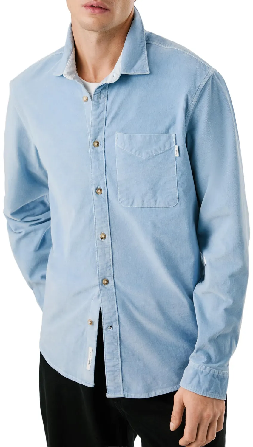Pepe Jeans Clayton camicia uomo blu regular fit cotone