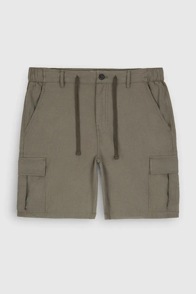 Teddy Smith S-Linen Cargo S shorts kaki lino