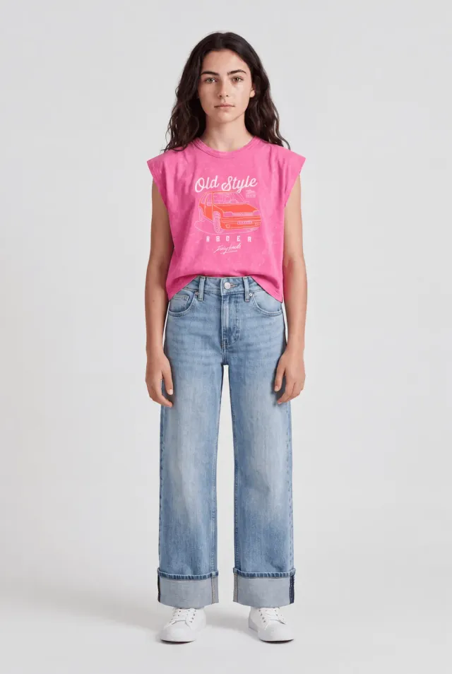 Teddy Smith T-Tany MC JR canotta bambina fuxia vintage