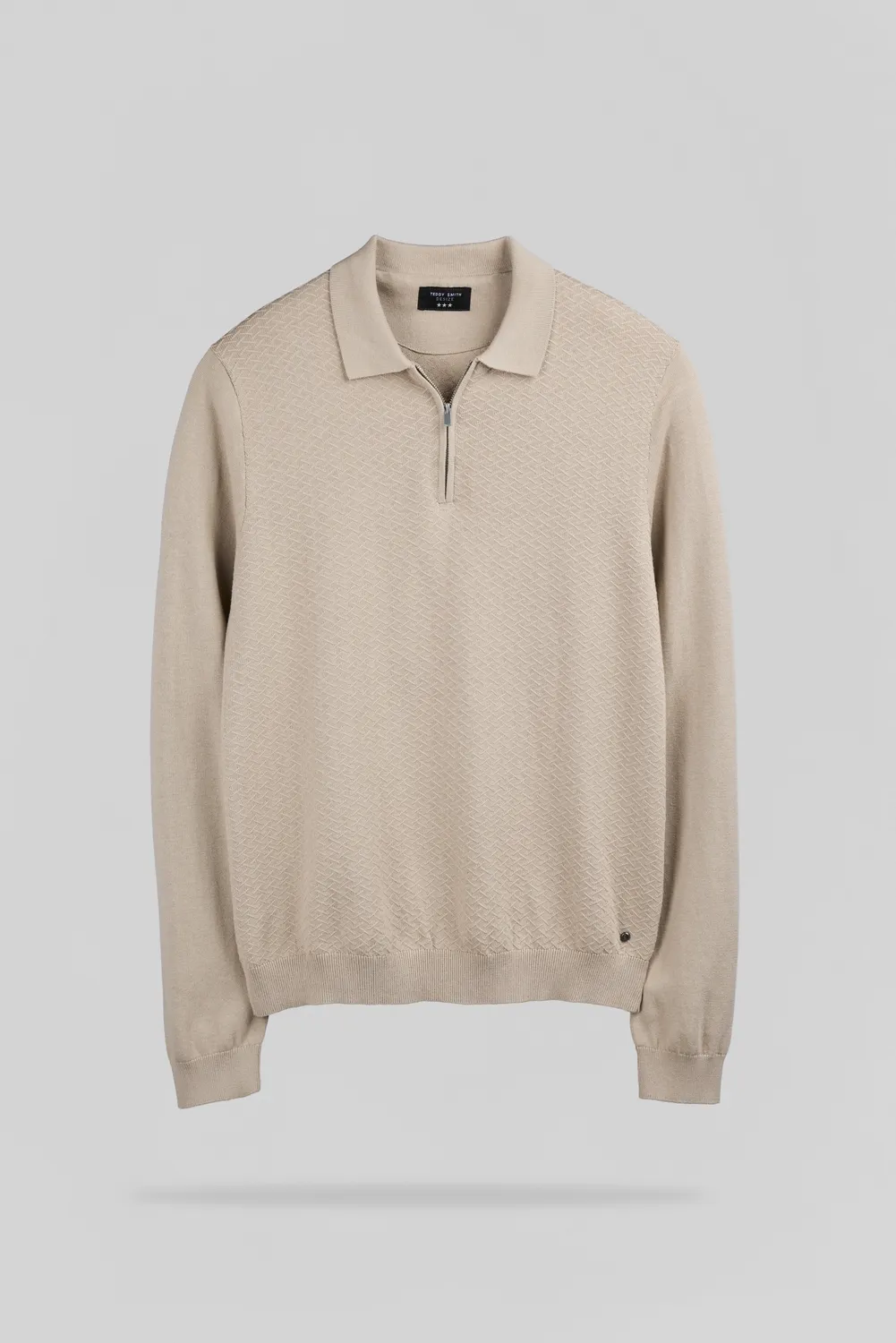 Teddy Smith P-Lynn ML polo manica lunga beige lin cotone