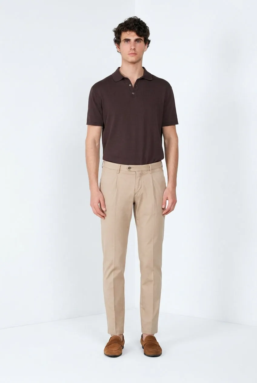 Mason's Torino 1 Pinces Flex chino uomo beige medio slim