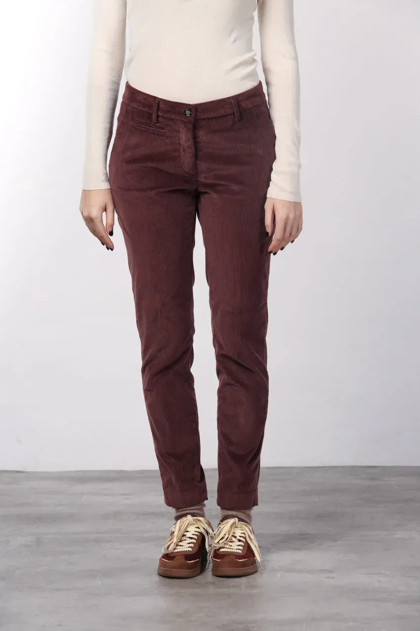 Mason's New York Slim chino donna bordeaux velluto