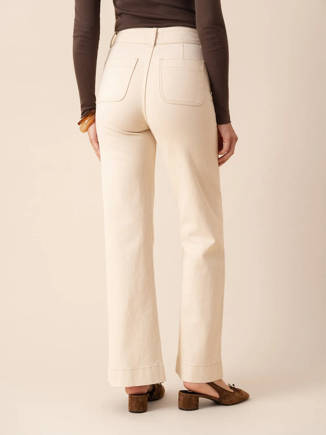 Oraije Elena jeans large flare beige cotone
