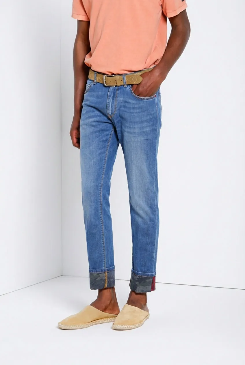 Mason's Harris jeans denim camouflage blu slim