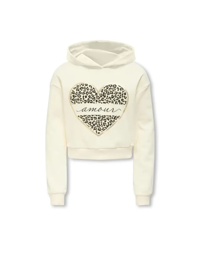 ONLY Kids Kogcooper Felpa Cappuccio 122-128 Cuore