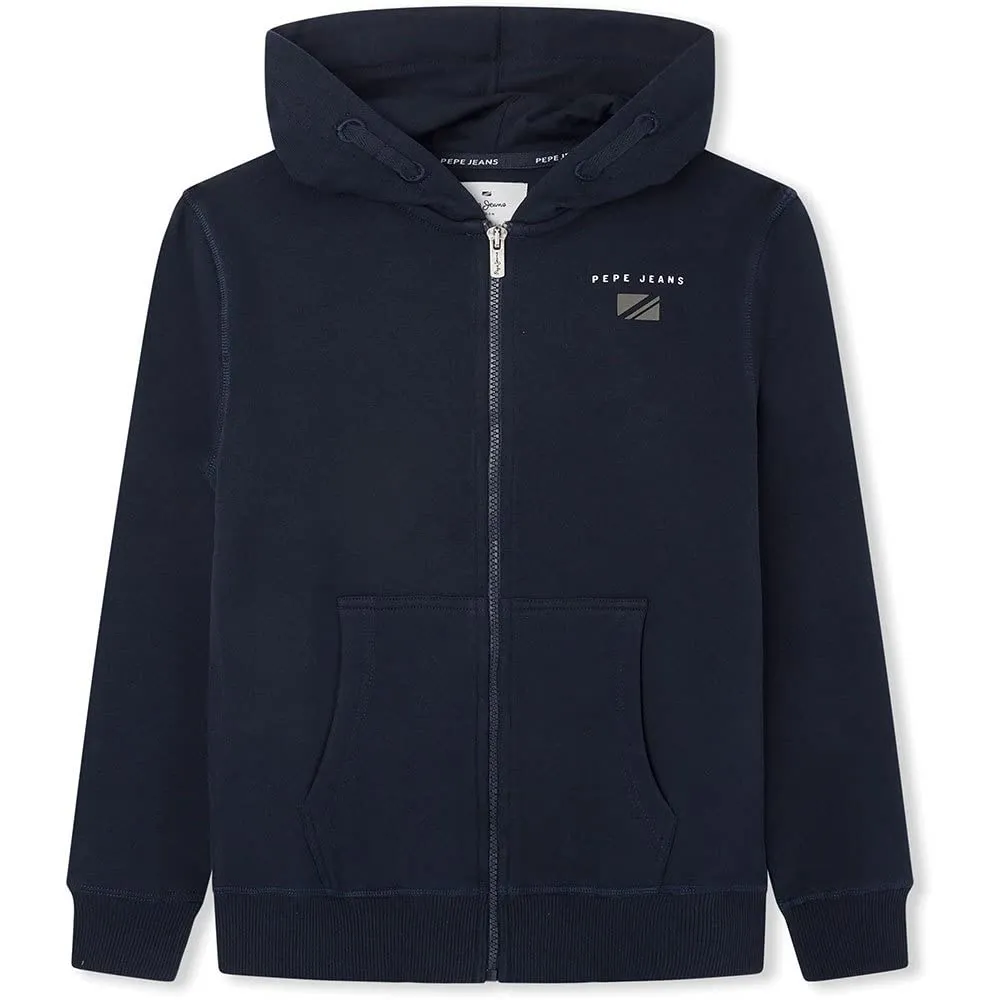 Pepe Jeans Oliver felpa bambino blu con cappuccio pesante