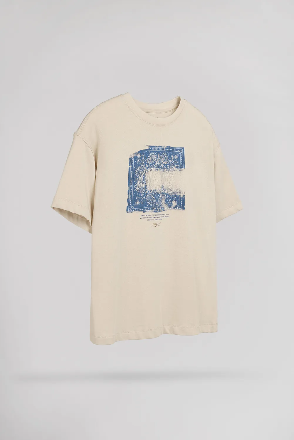 Teddy Smith T-Rond MC JR Beige Clair T-Shirt Bambino Cotone