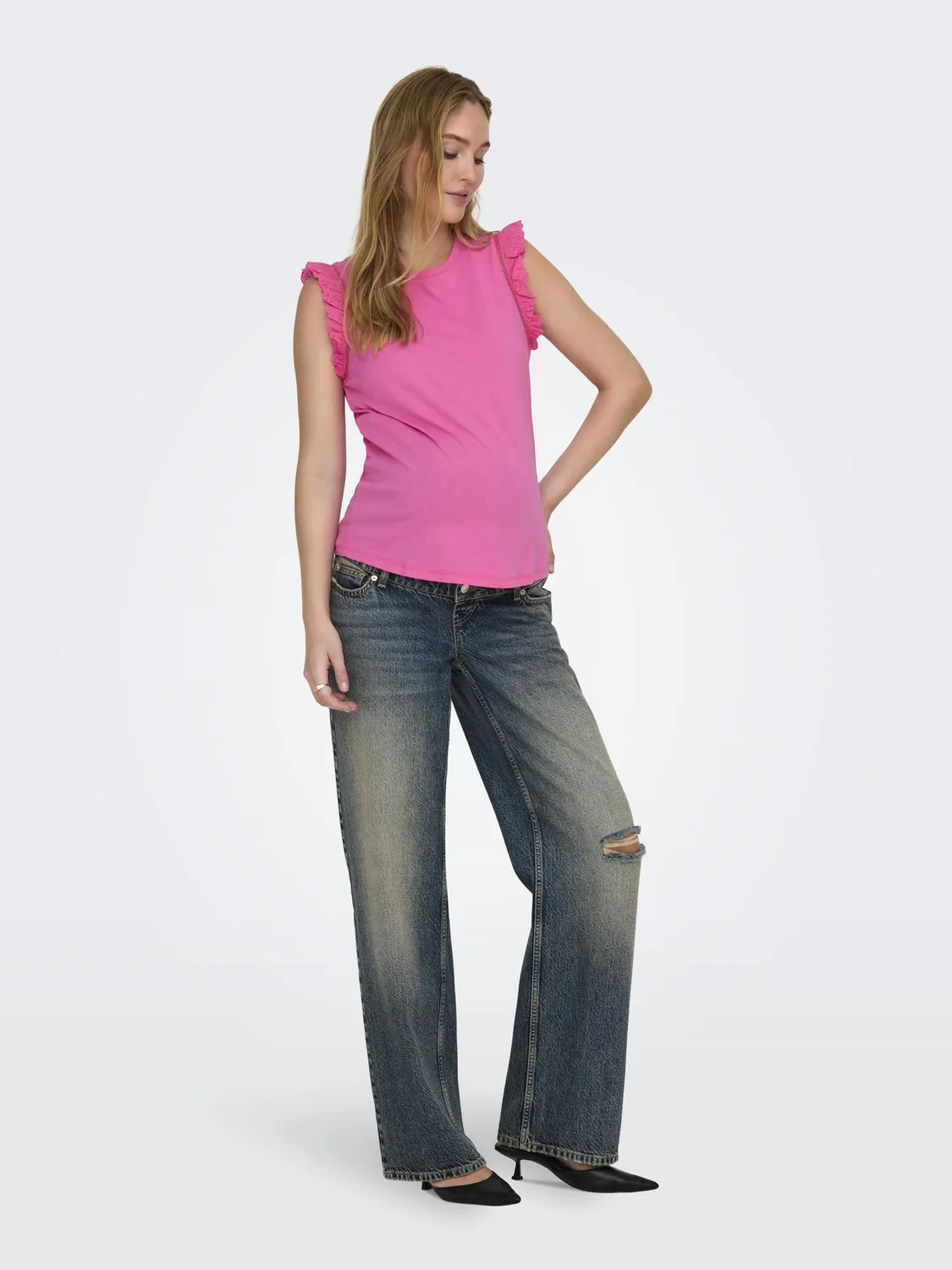 ONLY Olmlinda Top Premaman Cotone Girocollo