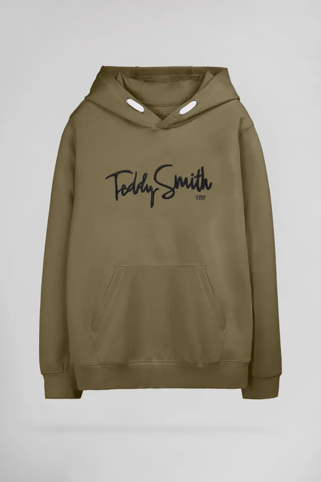 Teddy Smith S-Evry Hoody JR felpa cappuccio kaki bambino