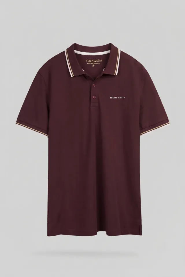 Teddy Smith Pasian 2 MC Polo Uomo Bordeaux Cotone